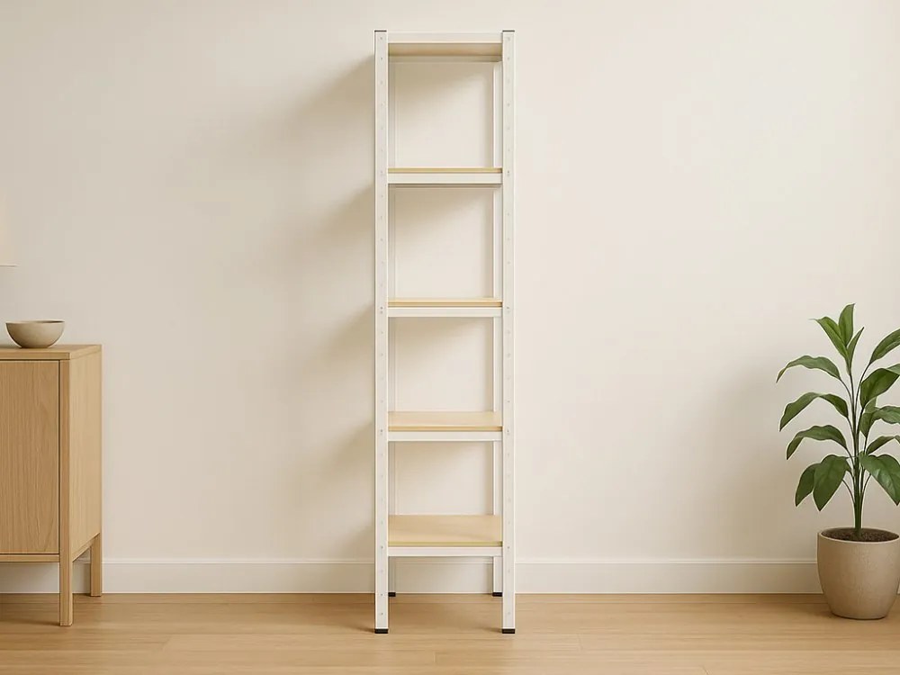 Akcia 5x Regál 180x40x40 cm lakovaný 5-policový, nosnosť 875 kg - biely