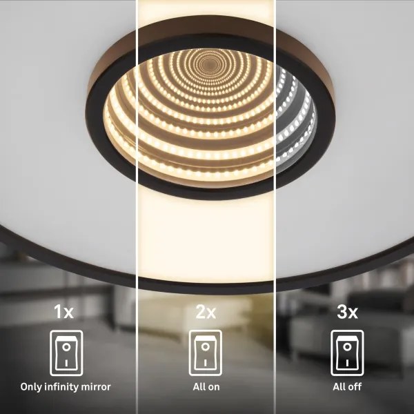 Briloner 3847015 - LED stropné svietidlo TORO LED/18W/230V pr. 42 cm čierna