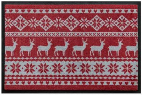 Sviatočná premium rohožka - červený vianočný motív (Vyberte veľkosť: 75*50 cm)