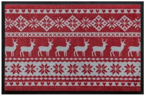 Sviatočná premium rohožka - červený vianočný motív (Vyberte veľkosť: 85*55 cm)