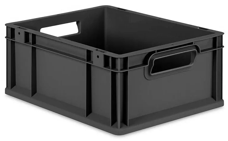 Sada 10 kusov - Eurobox Next Gen 2.0 Cycle - Stohovateľný kontajner s otvorenými rukoväťami - 400 x 300 x 170 mm - Antracit