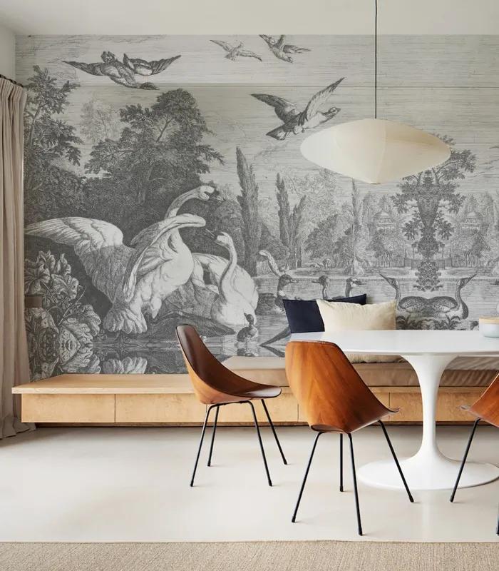 WALLCOLORS Black swans wallpaper - tapeta POVRCH: Prowall Canvas