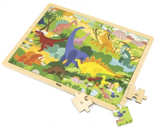 Puzzle na podstavci Viga 44584 48 dielikov - spoznávanie dinosaurov