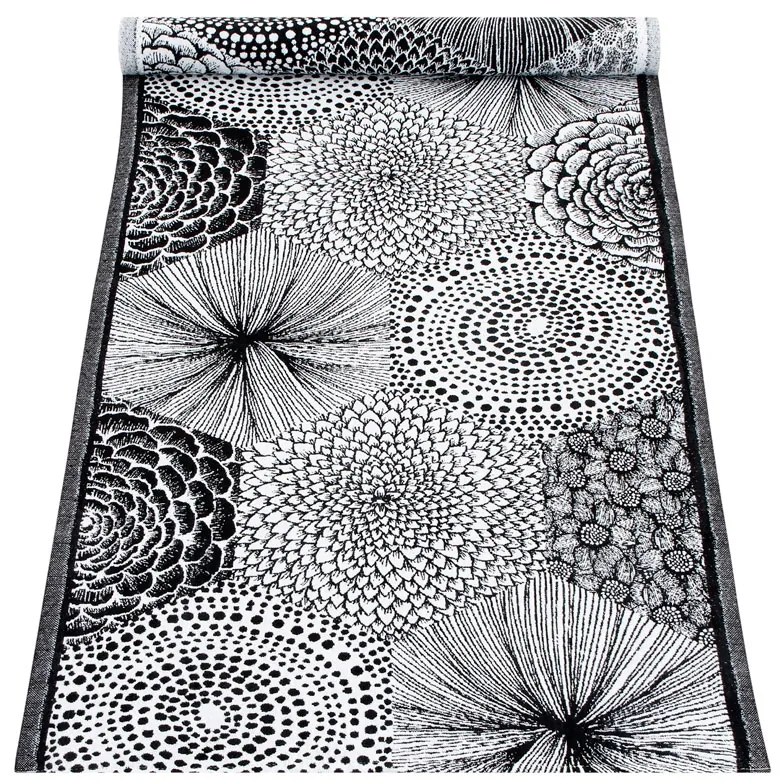 Behúň Ruut 48x150, čierno-biely