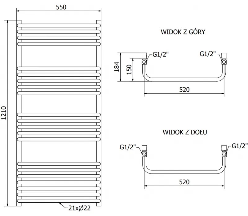 Mexen Apollo, elektrické vykurovacie teleso 1210x550 mm + vykurovacia tyč 600 W, antracitová, W117-1210-550-2600-66