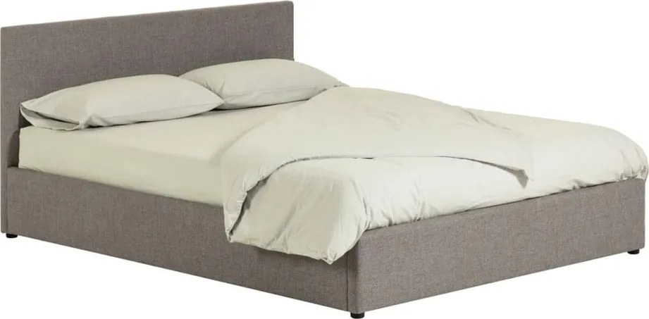 Sivá čalúnená dvojlôžková posteľ s úložným priestorom s roštom 180x200 cm Nahiri – Kave Home
