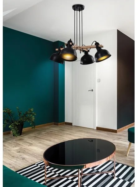 Luster na lanku RENO 4xE27/40W/230V čierna/hnedá