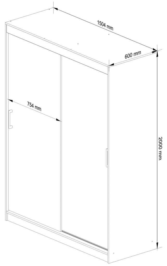 Šatní skříň CLP Mono 150 cm wenge/dub sonoma