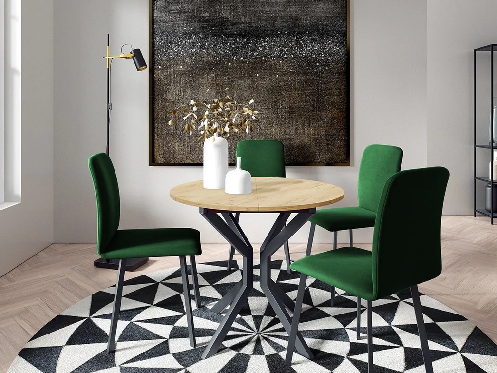 Jedálensky set so 4 stoličkami Kirtore M 90, Farby:: Amor Velvet 4311, Farby:: biela / čierna
