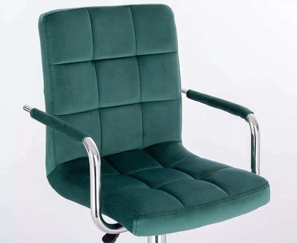 LuxuryForm DESIGN Stolička VERONA VELUR na striebornej podstave s kolieskami - zelená
