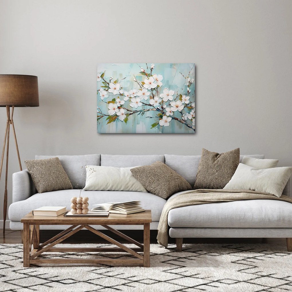 Obraz - Maľba, kvitnúce vetvy stromu (70x50 cm)