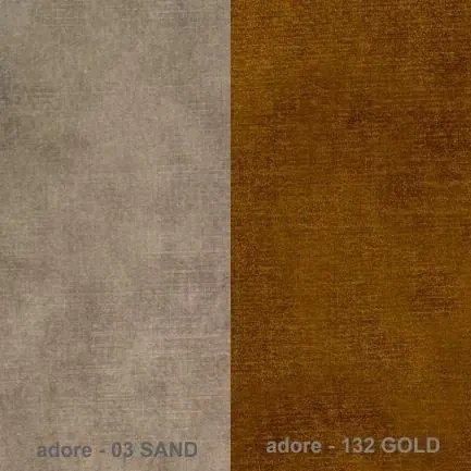 Modulová sedacia súprava PIXEL - roh + taburet, pravá, sv. hnedá / zlatá (Adore 03 Sand / Adore 132 Gold)