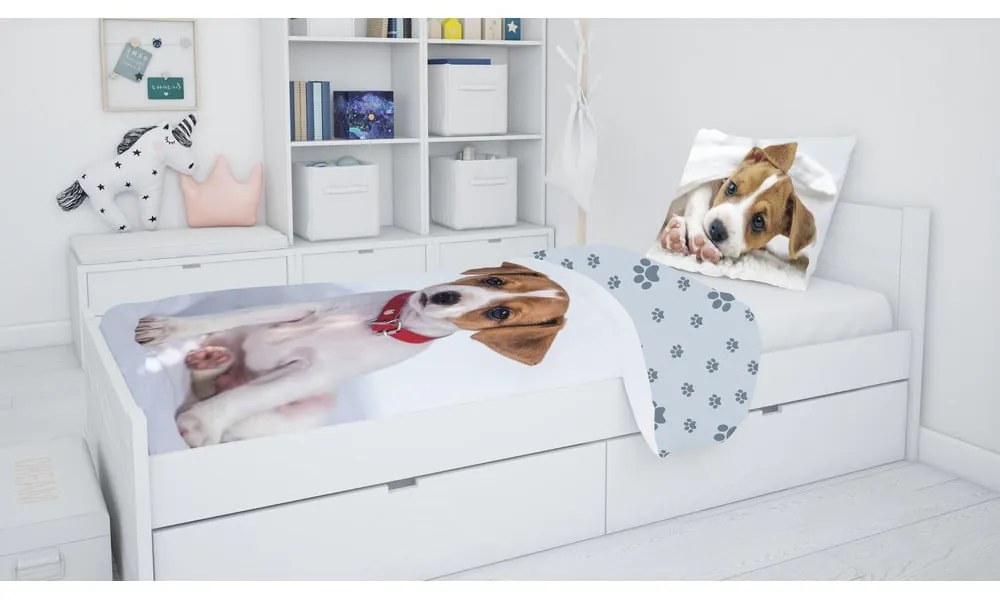 Sivé bavlnené detské obliečky na jednolôžko 140x200 cm Dog – Jerry Fabrics