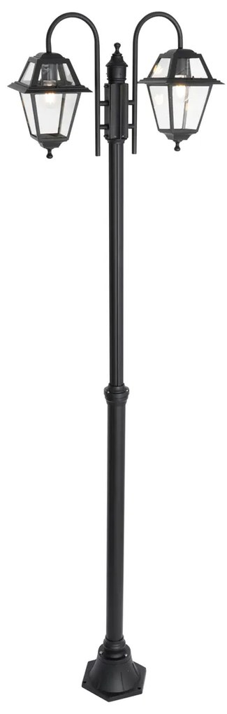 Klasická vonkajšia lampa čierna 235 cm 2-svetlo IP44 - Berta