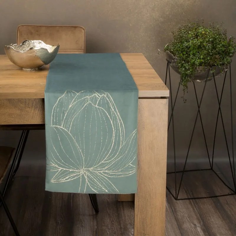 Dekorstudio Elegantný zamatový behúň na stôl BLINK 12 tmavomätový Rozmer behúňa (šírka x dĺžka): 35x140cm