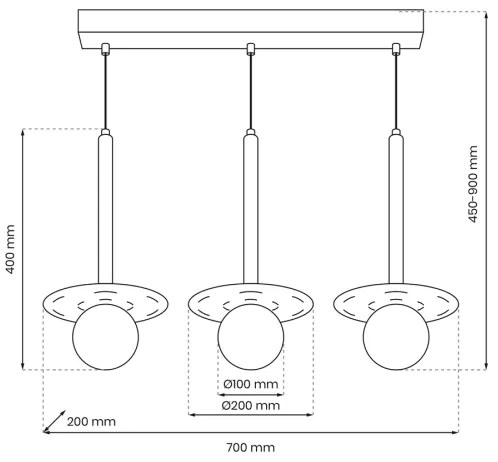 Luster na lanku FUTURA 3xG9/7W/230V čierna