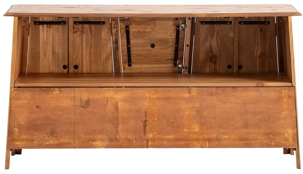 furniture-nabytek.cz - Masivní umyvadlová skříňka Rangún z borovice, lakovaná, hnědá – 140×45×75 cm