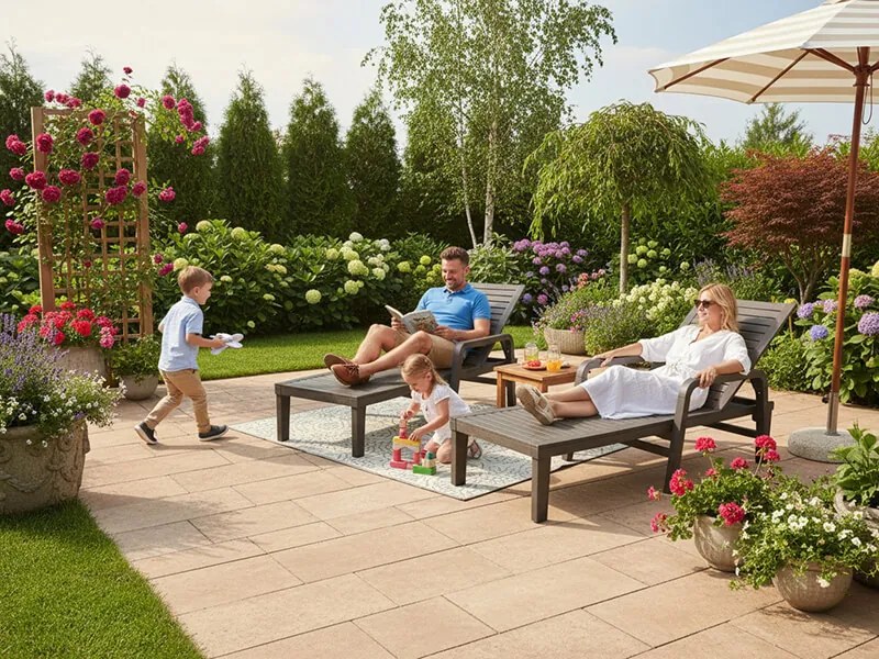 CH Záhradné relaxačné lehátko Ala - tmavohnedá