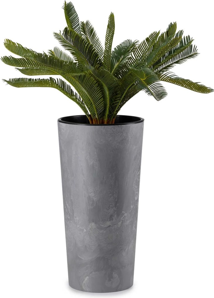 PLASTOVÝ KVETINÁČ URBANIKA SADA 2KS 57X30 CM+46,6X25,5 CM IMITÁCIA BETÓNU SIVÁ