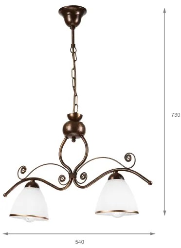 Luster na reťazi RETRO 2xE27/60W/230V medená/patina