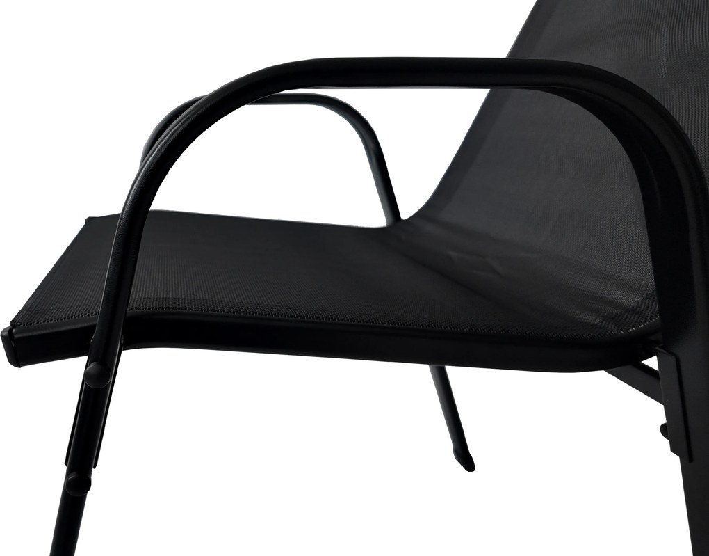 TRENDIE Záhradné stoličky sada 6ks čierne