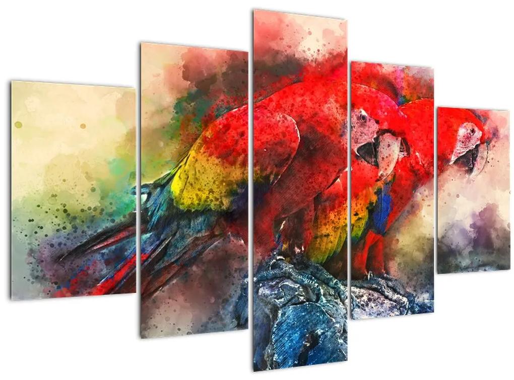 Obraz červených papagájov ara (150x105 cm)