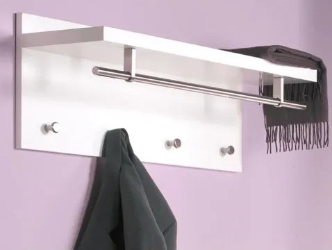 Nástenný vešiakový panel Pablito, biely lesk%