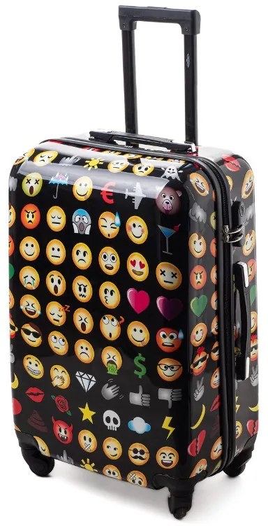 Rogal Farebný detský kufor na kolieskach "Emoticons" - M (35l)