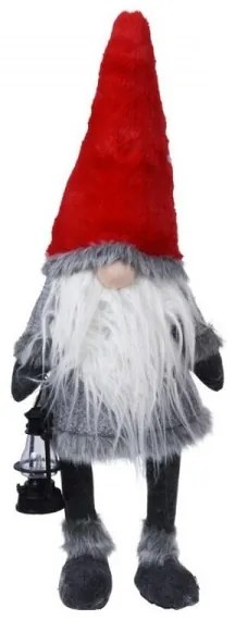 Škriatok s LED lampášom a červenou čiapkou 51 cm