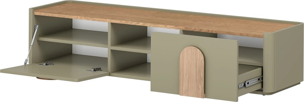 RTV skrinka Amilio 170 cm so zásuvkou - eukalyptus / dub baltic dune / úchyty dub prírodný