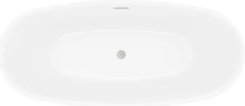 Mexen Luvo Slim, voľne stojaca vaňa 170 × 75 cm, biela lesklá, oceľový prepad, 52801707500-97