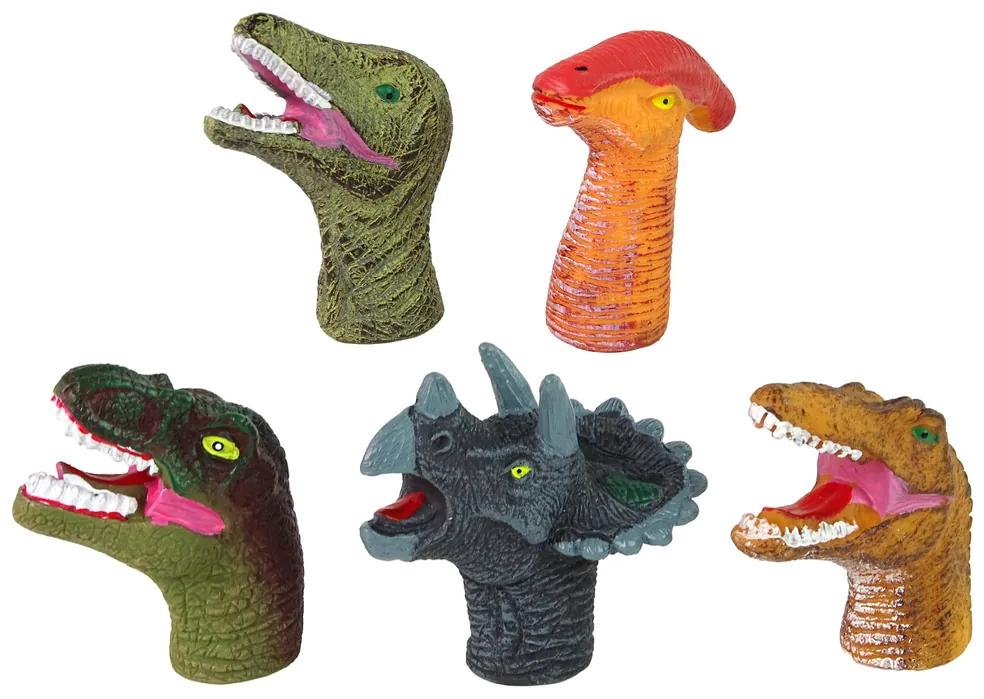 Lean Toys Prstové bábky Dinosaury farebné 5 kusov