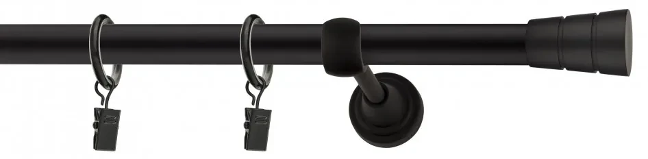 Dekorstudio Garniža jednoradová BASIC čierna matná 19mm Dĺžka: 320cm, Typ uchytenia: Držiak modern, Typ príslušenstva: Bez príslušenstva