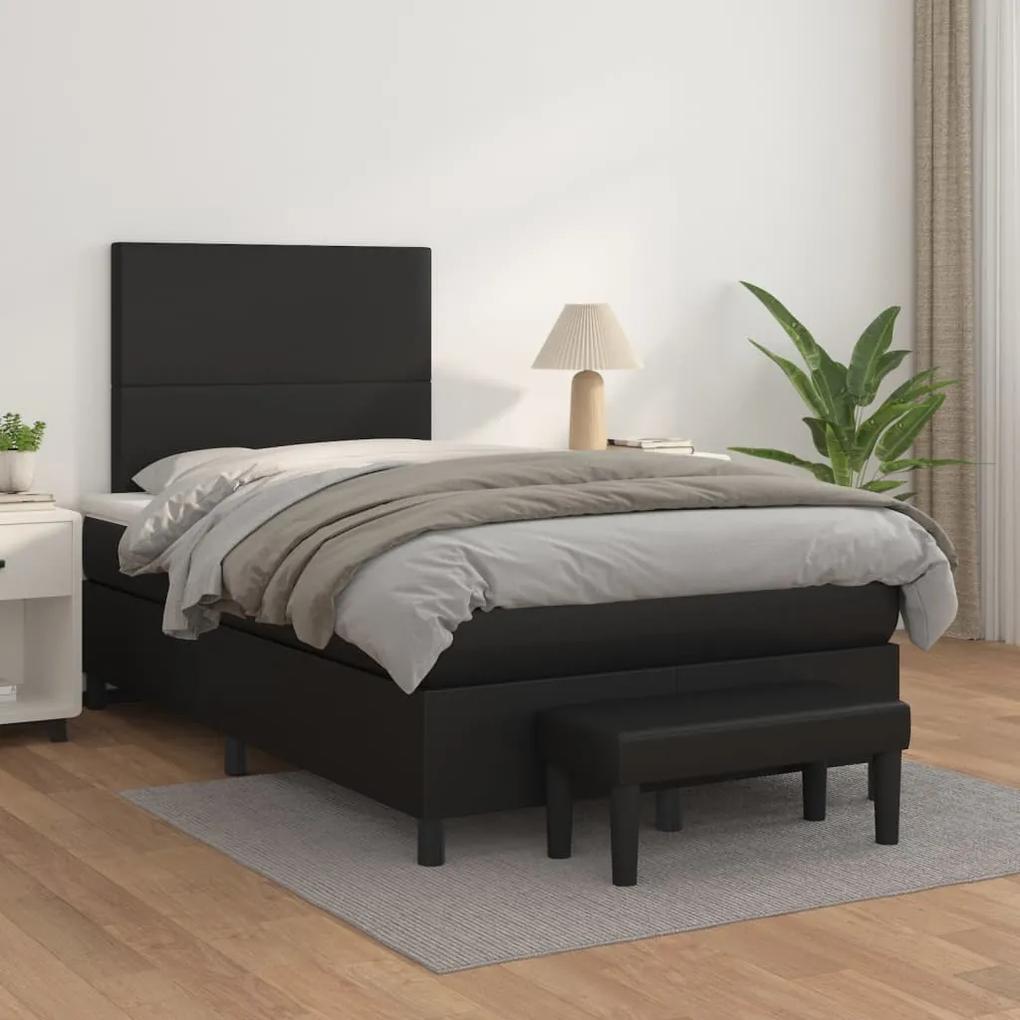 Boxspring posteľ s matracom čierna 120x200 cm umelá koža 3137533