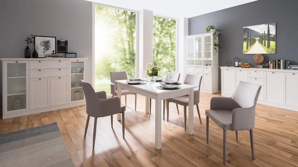 Široká úložná vitrína Landwood, biela