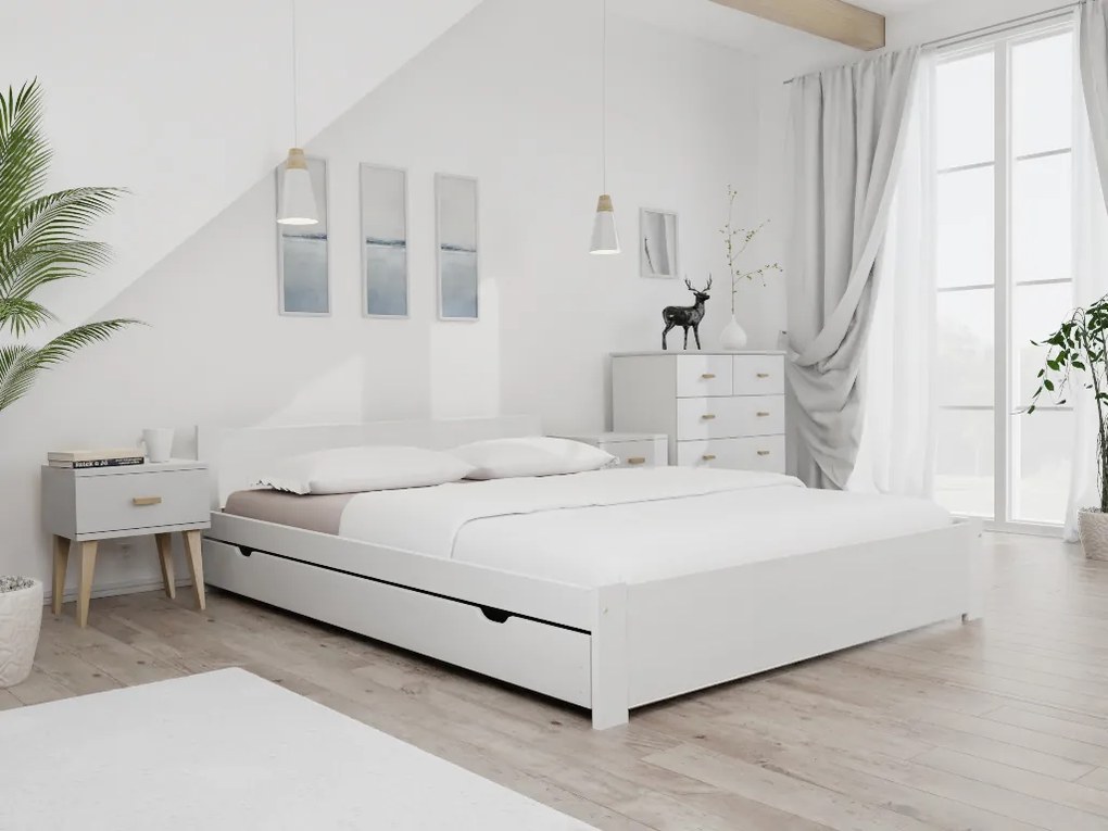 Posteľ IKAROS 160 x 200 cm, biela Rošt: Bez roštu, Matrac: Matrac Deluxe 10 cm