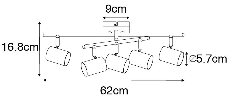 Moderné stropné svietidlo biele 5-žiarovkové nastaviteľné štvorcové - Jeana