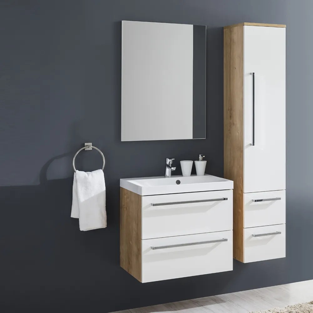 Mereo Mereo, Bino, kúpeľňová skrinka s keramickým umývadlom 121 cm, biela, dub, MER-CN673