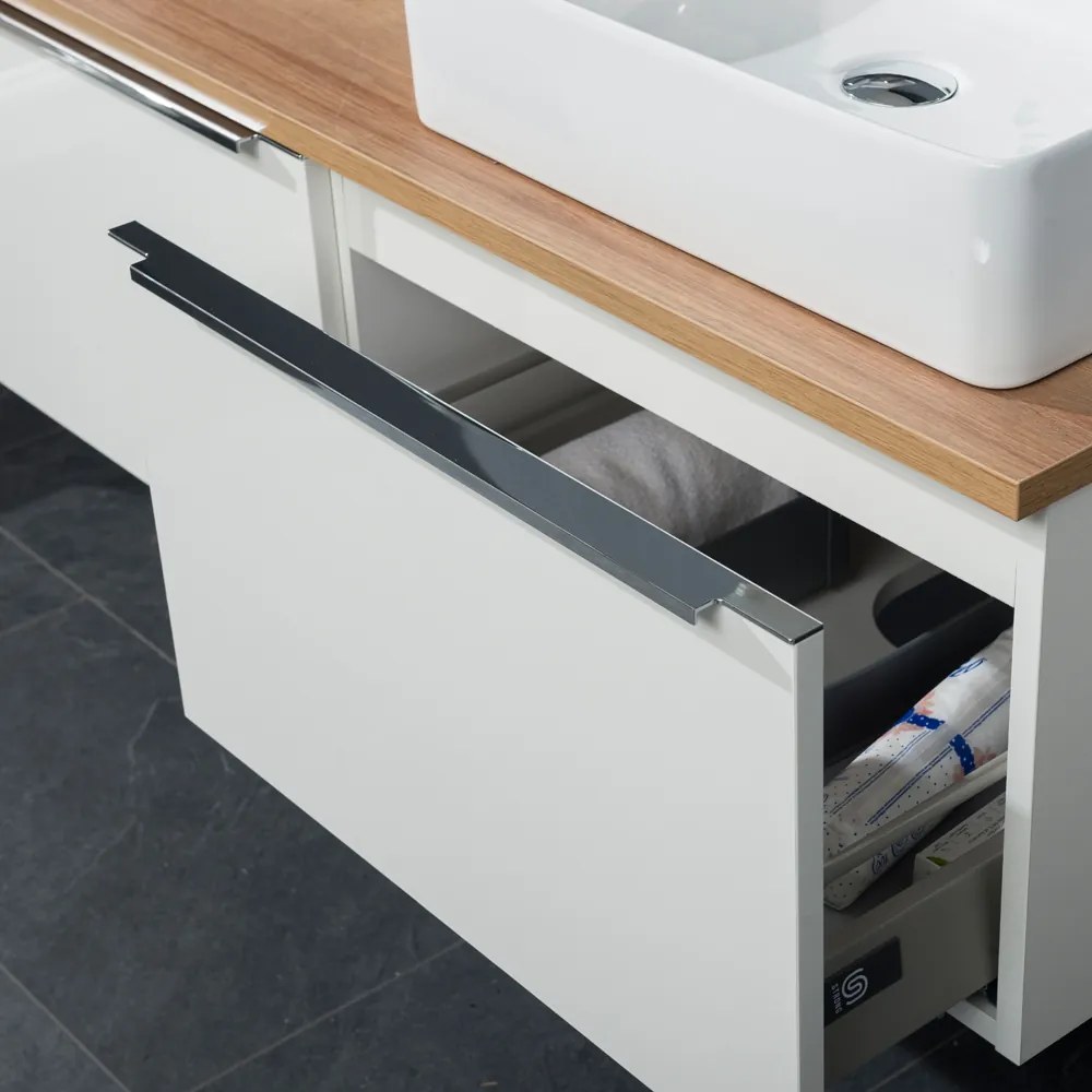 Mereo Mailo, kúpeľňová skrinka 81cm, biela, chróm madlo, MER-CN516S