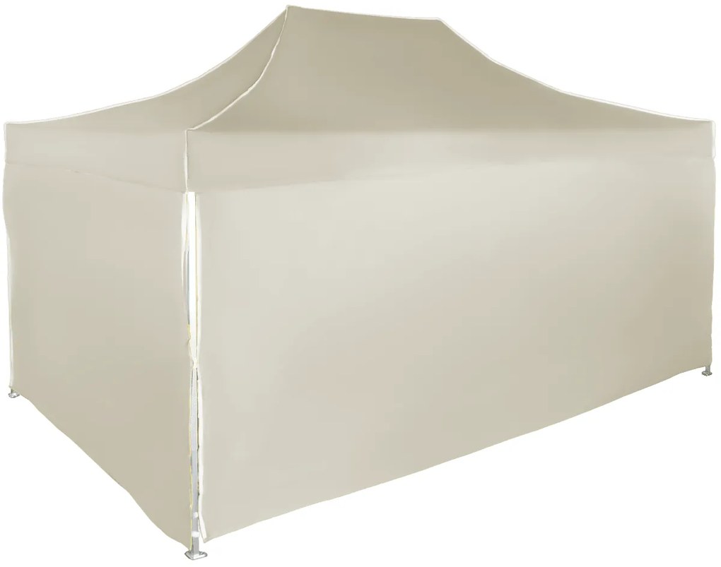 Rýchlorozkladací nožnicový stan 3x4,5m – hliníkový, 4 bočné plachty, Béžová