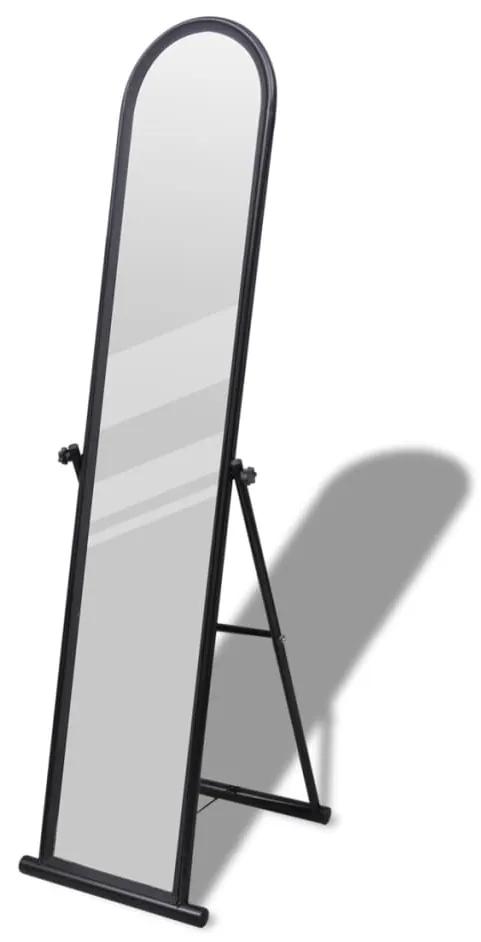 vidaXL Čierne obdĺžnikové stojace zrkadlo
