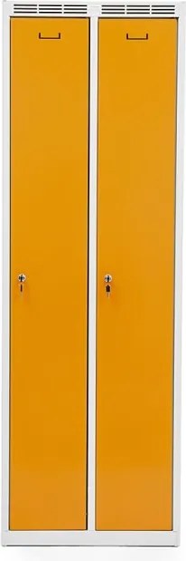 Kovová šatníková skriňa Trestles SS2M 1800x600x500 mm, 2 oddiely, žlté dvere Podnož: bez podnože, Zámok: otočný