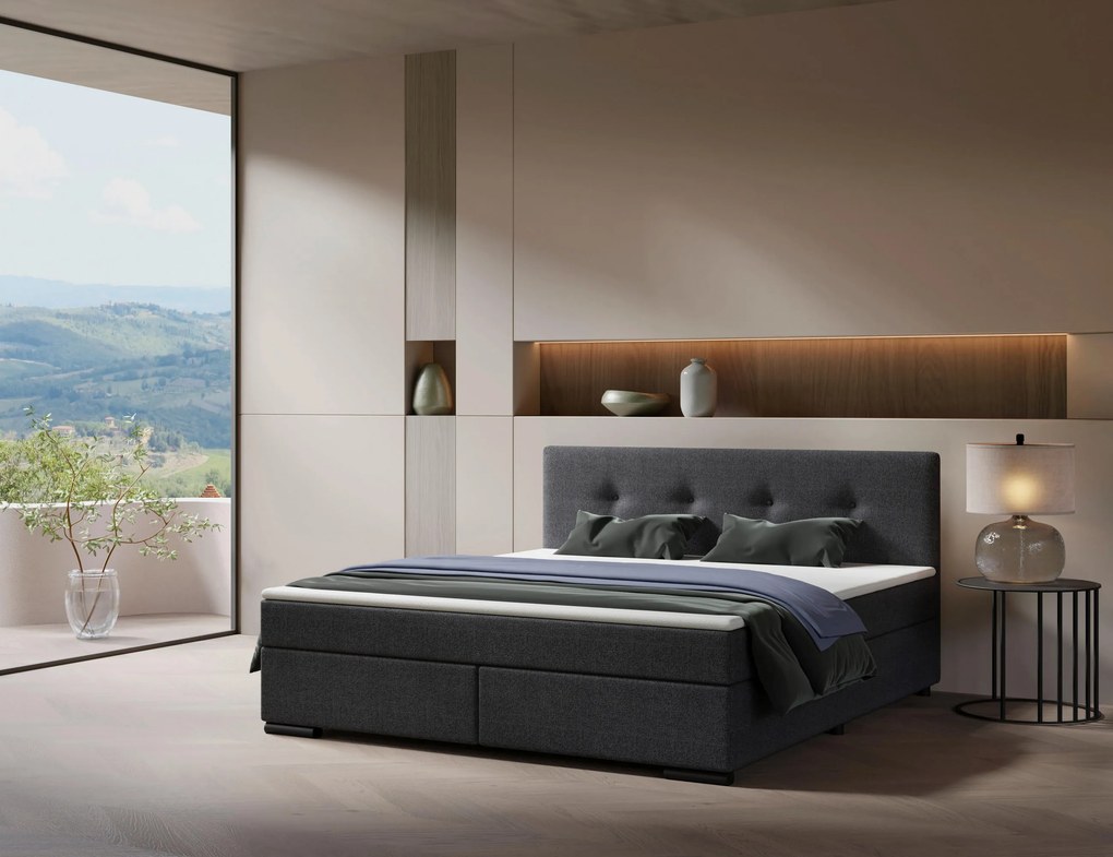 XXXLutz BOXSPRINGOVÁ POSTEĽ, 180/220 cm, antracitová MID.YOU - Online Only spálne - 002784001276