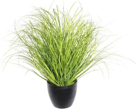 Umelá travina cca 50 cm Ø 40 cm zelená v čiernom plastovom kvetináči 14 x 12,5 cm