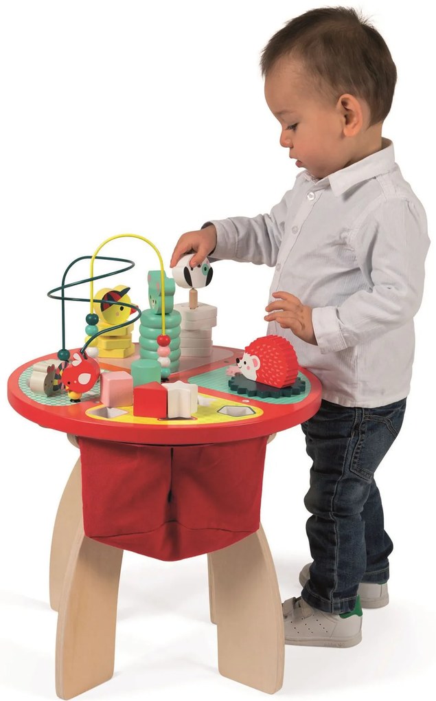 Drevený hrací stolík s aktivitami na jemnú motoriku Baby Forest