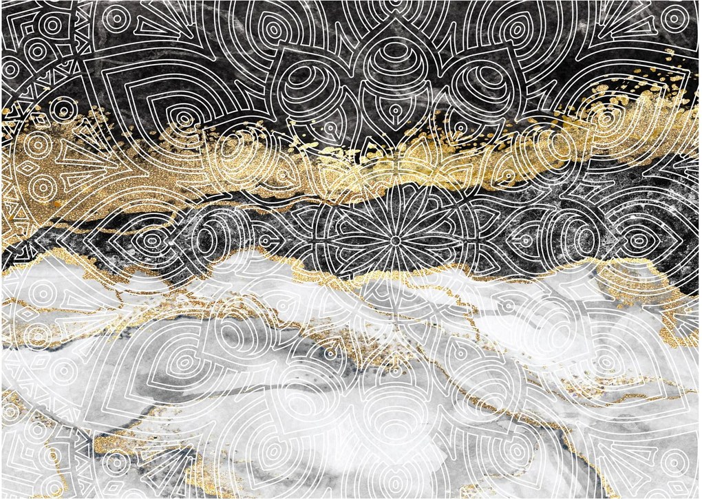 Sklenený obraz - Mandala v mramore (70x50 cm)