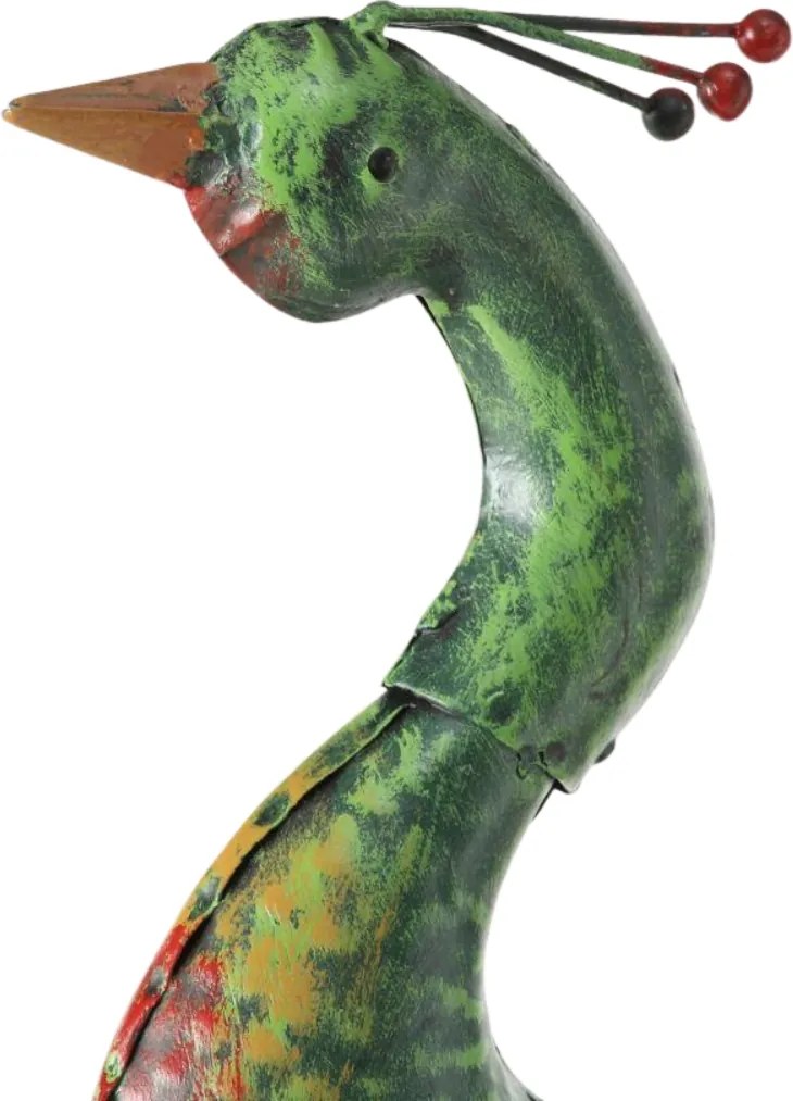 Záhradná kovová figúrka Peafowl Duo, 78 cm, zelená/modrá