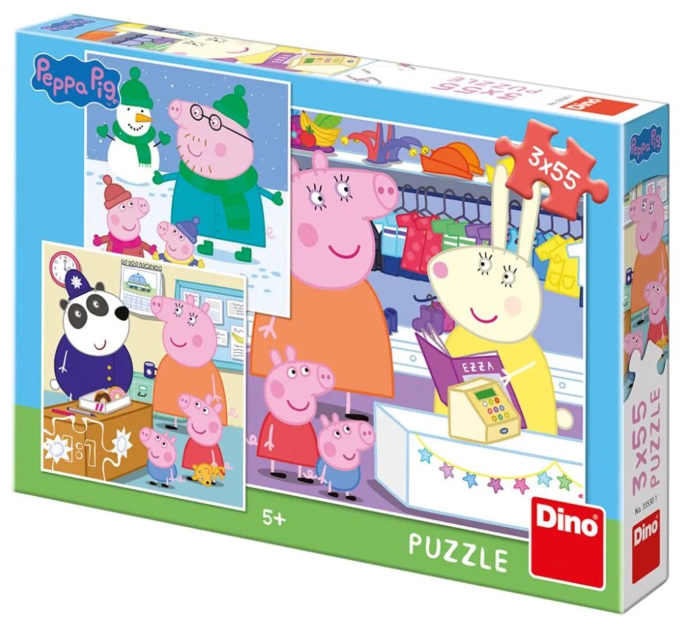 Dino puzzle Prasiatko Peppa: Veselé popoludnie 3x55d