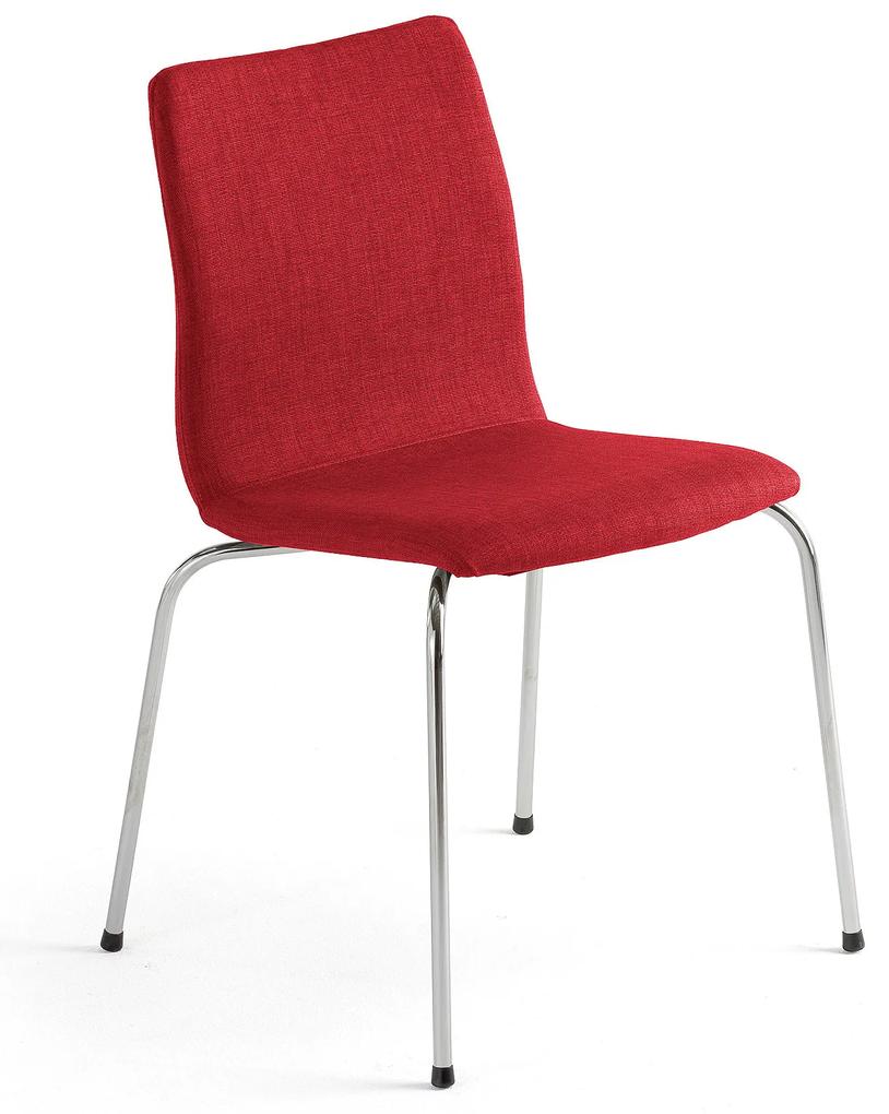 Konferenčná stolička OTTAWA, červená tkanina, chróm