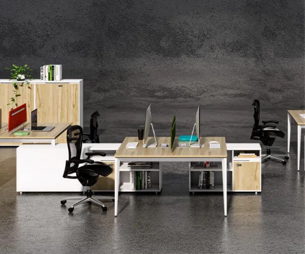 Kancelársky set pre 4 osoby Houseland Profit Max 02 3216 dub/biela